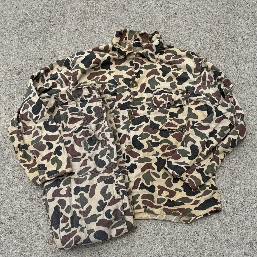 Vintage 70s Seaway Camo Shirt & Pant Set Mens Large Hunting Gear Outdoor 2 Piece